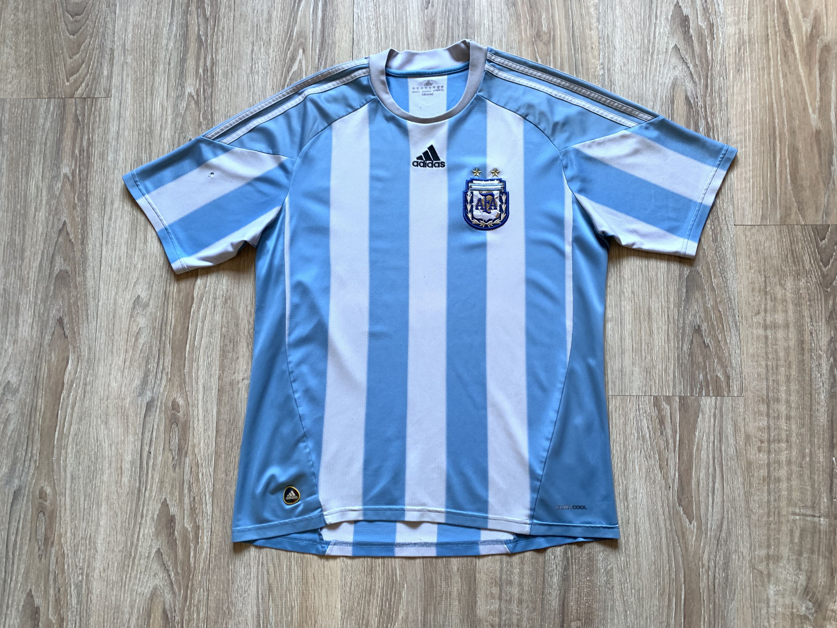 Adidas × Vintage Vintage Adidas Argentina Football Shirt Striped Climacool Size US L / EU 52-54 / 3 - 3 Thumbnail
