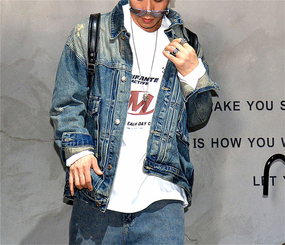 Vintage Streetwear Denim Jacket Loose Distressed Size US M / EU 48-50 / 2 - 1 Thumbnail