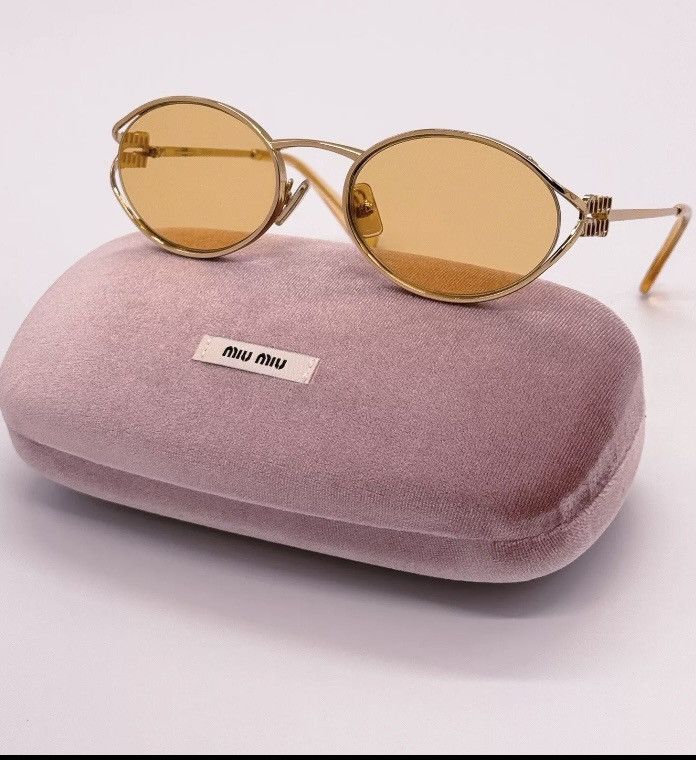 image of New Miu Miu Sunglasses Mu 52Ys 5Ak-10B New Miu Miu Smu 52Y in Gold, Women's