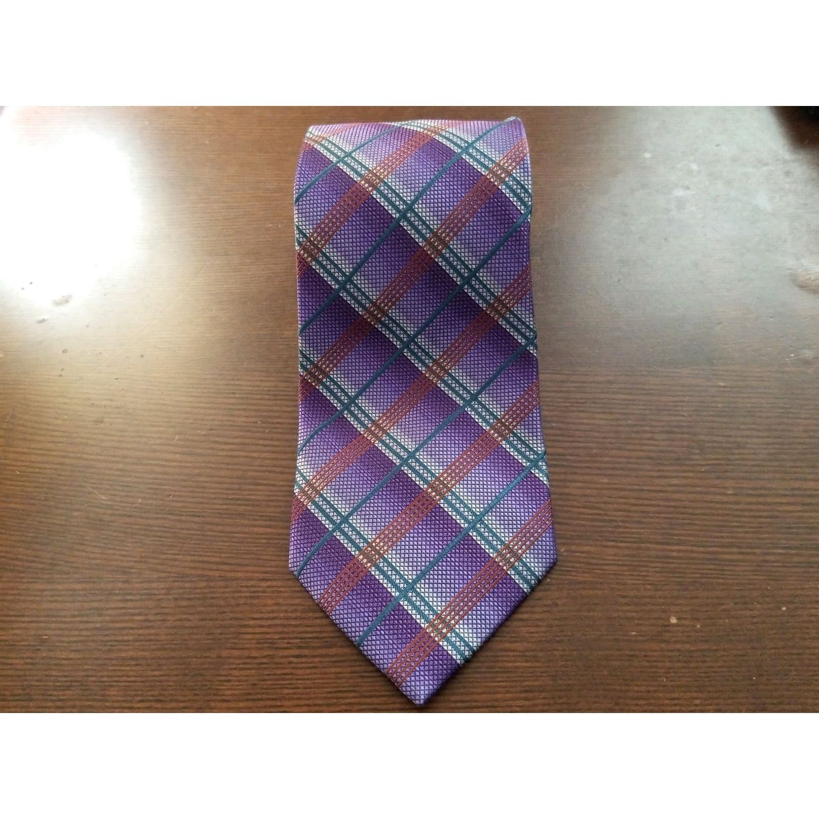 Kenneth Cole Kenneth Cole New York Men's 100% Silk Striped Neck Tie Purple Wide Classic 57-60in Tie Mens Size ONE SIZE - 2 Thumbnail