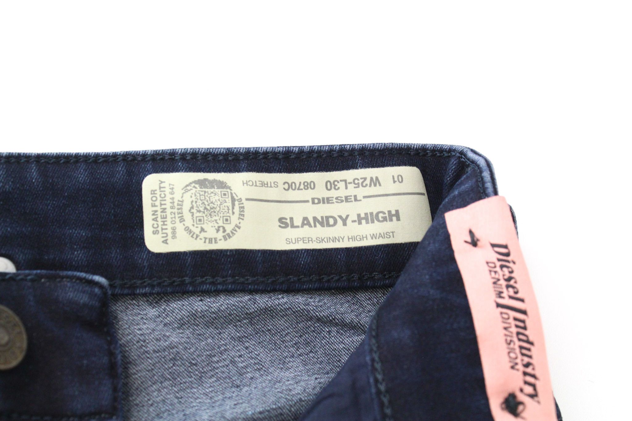 Diesel SLANDY-HIGH 0870C W25/L30 Blue Stretch Jeans 70521 Size 25" / US 0 / IT 36 - 6 Thumbnail