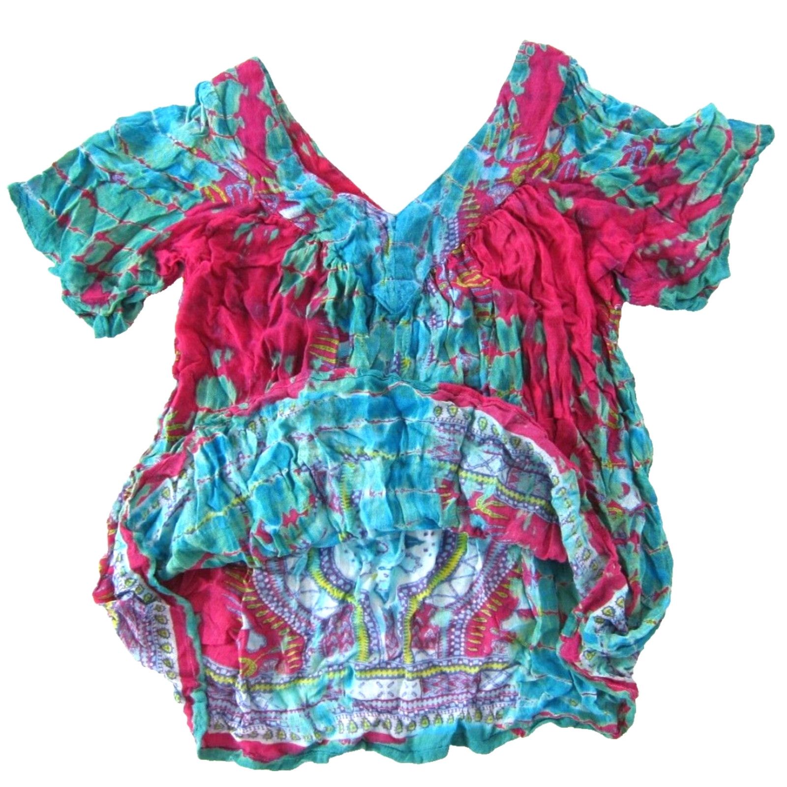 Vintage Vtg Greater Good Blouse Shirt S/M Pink Tie Dye Short Sleeve V-Neck Size S / US 4 / IT 40 - 4 Thumbnail