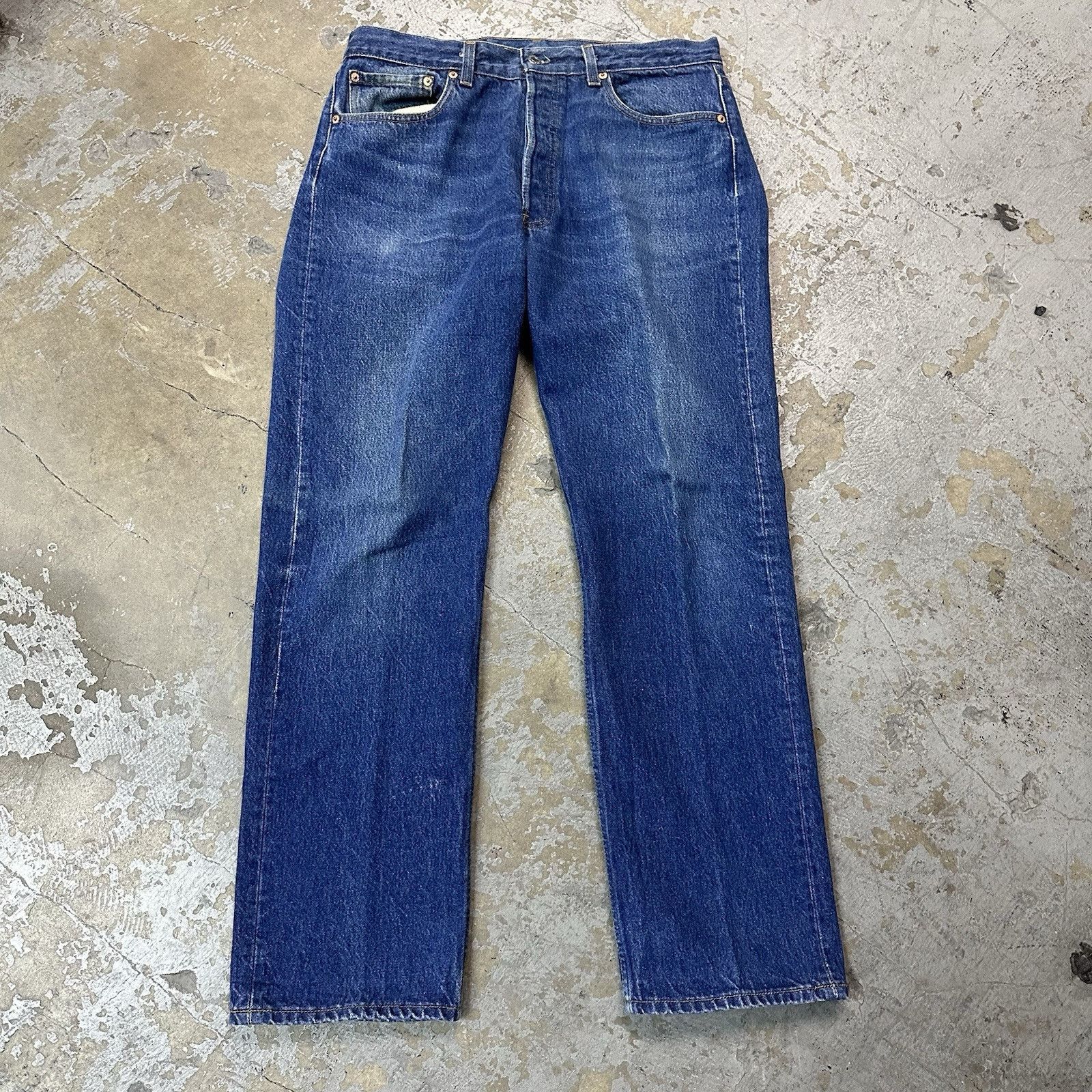 Levi's × Vintage Vintage 80s Levi’s 501 Straight Dark Wash Denim Jeans 34x30 Size US 34 / EU 50 - 1 Thumbnail