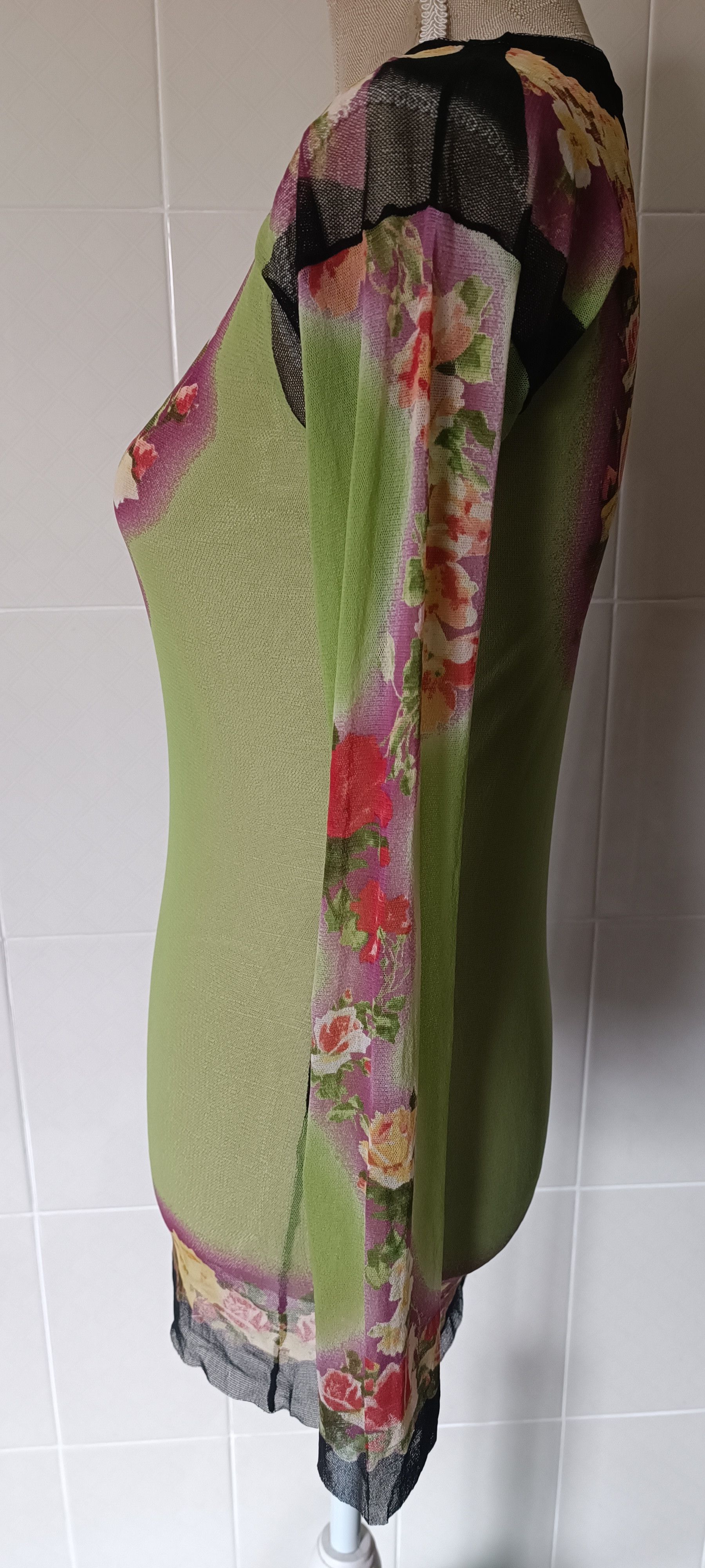 Jean Paul Gaultier SS2001_ flower print nylon mesh top Size L / US 10 / IT 46 - 2 Thumbnail
