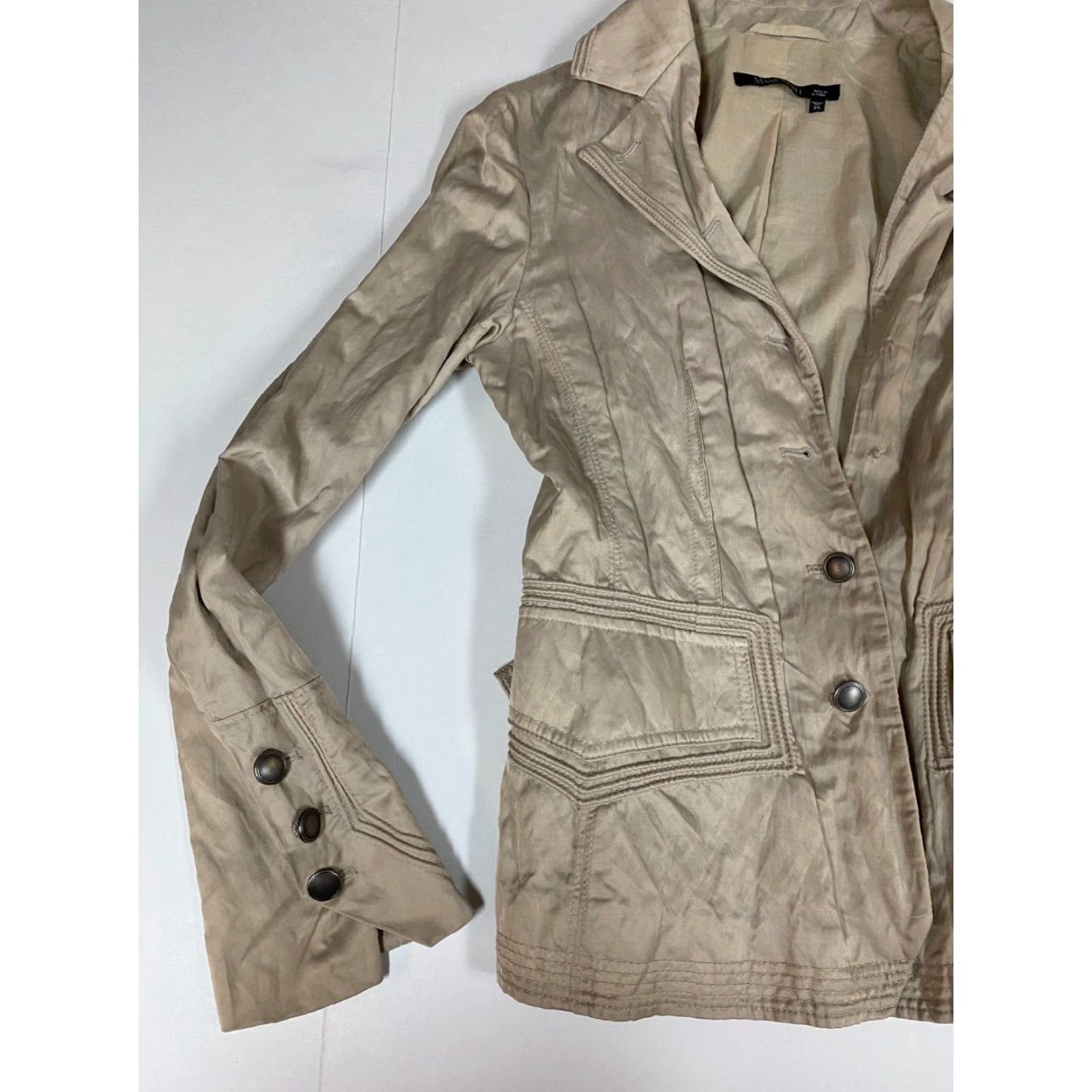 Coldwater Creek Coldwater Creek Jacket Women 36 Beige Button Casual Chambray Cotton Blend Mid-Length Urban American Womens Size XS / US 0-2 / IT 36-38 - 4 Thumbnail