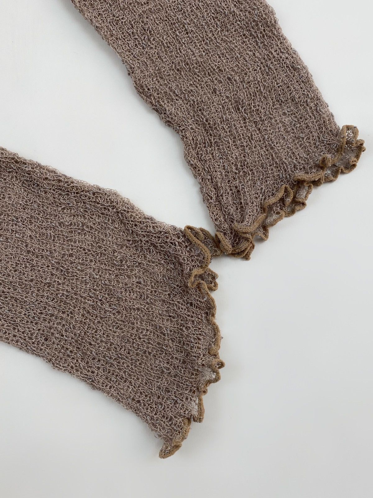 Vintage Y2K Vintage Beige Mesh Knit Wrap Bolero Shrug Top Cardigan Size ONE SIZE - 6 Thumbnail