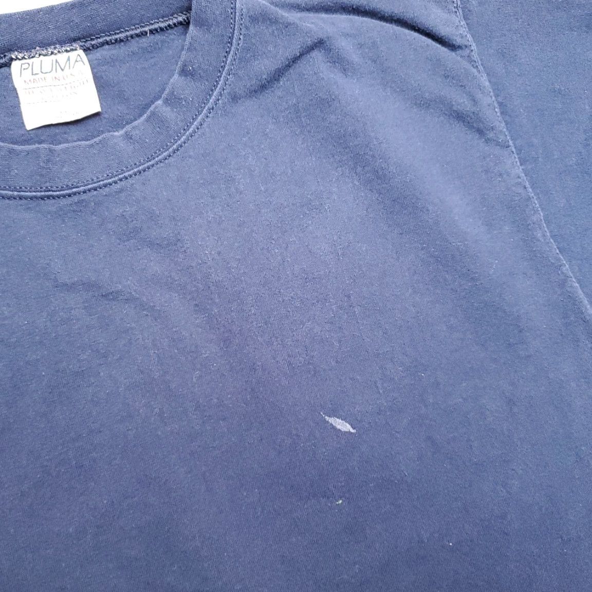 Vintage VINTAGE Pluma Shirt Men Blue Heavyweight Cotton Crewneck Blank Made in USA Tee Size US M / EU 48-50 / 2 - 2 Thumbnail