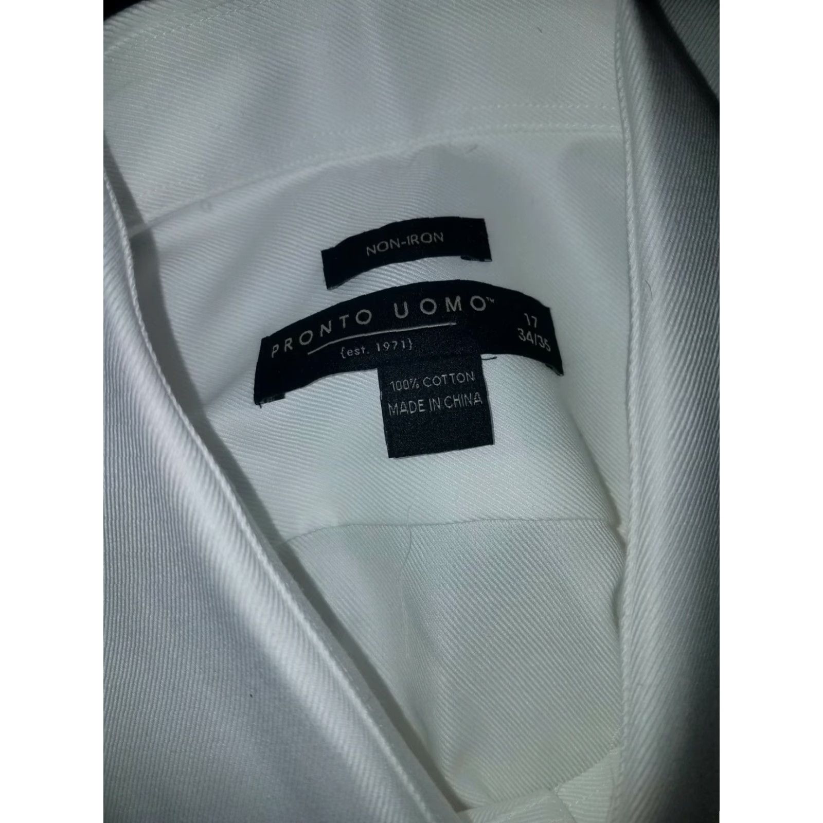 Pronto Uomo VINTAGE Pronto Uomo Men's Cotton Button-Down Shirt Long Sleeve Non-Iron Size 17 White Size US XL / EU 56 / 4 - 7 Thumbnail