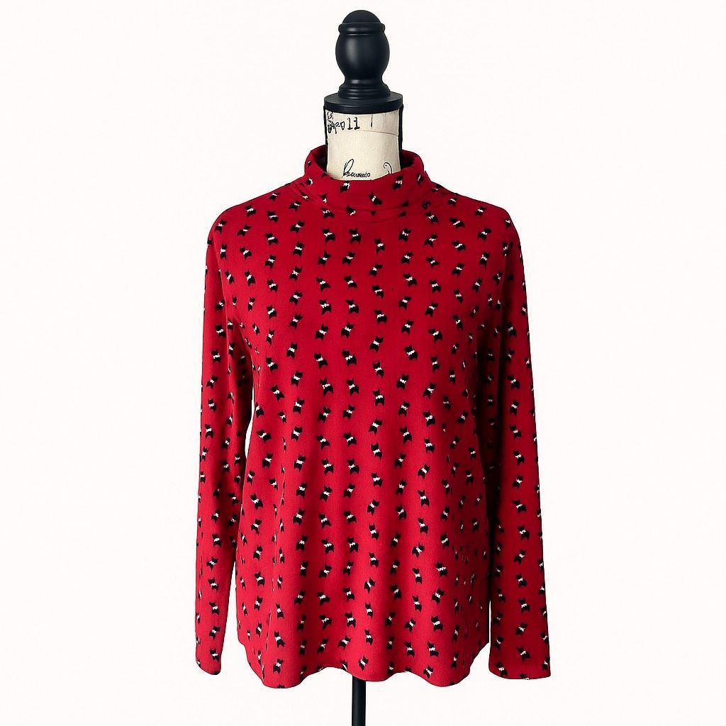 Other Holiday Editions Women’s XXL Red Scotty Dog Print Turtleneck Size XXL / US 16-18 / IT 52-54 - 1 Thumbnail