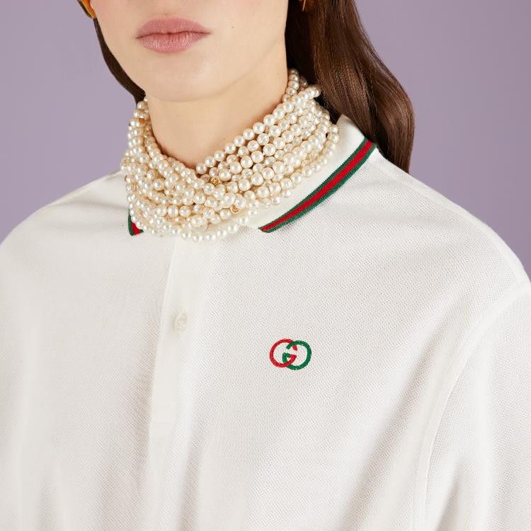 Gucci o1la5ras0526 Cotton Piquet Polo Shirt With Web in White Size XXS / US 00 / IT 34 - 3 Thumbnail