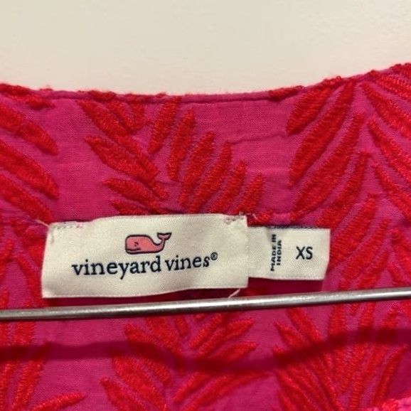 Vineyard Vines Vineyard Vines Flutter Sleeve Tassel Tie Dress Pink Leaf Hawaiian Print XS Midi Women Girls Size XS / US 0-2 / IT 36-38 - 2 Thumbnail