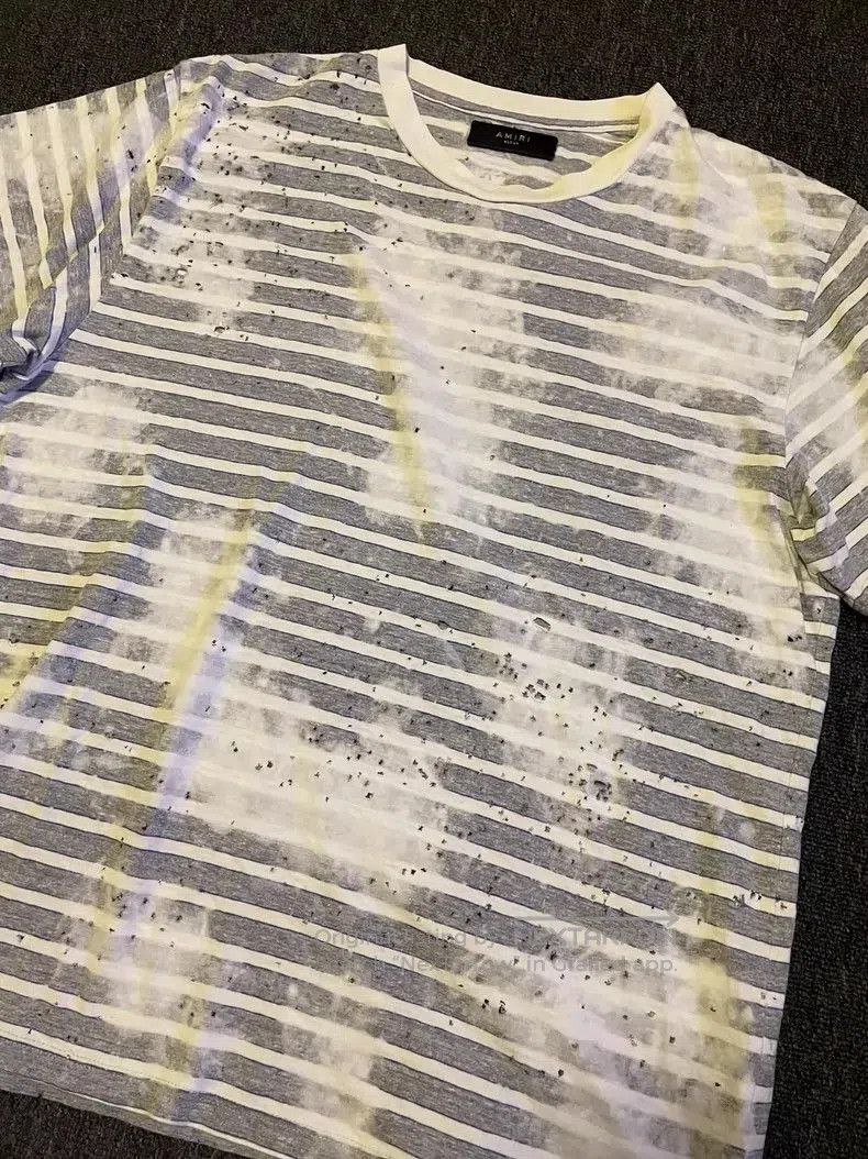 Amiri AMIRI Distressed Striped Oversized T. Size US M / EU 48-50 / 2 - 3 Thumbnail