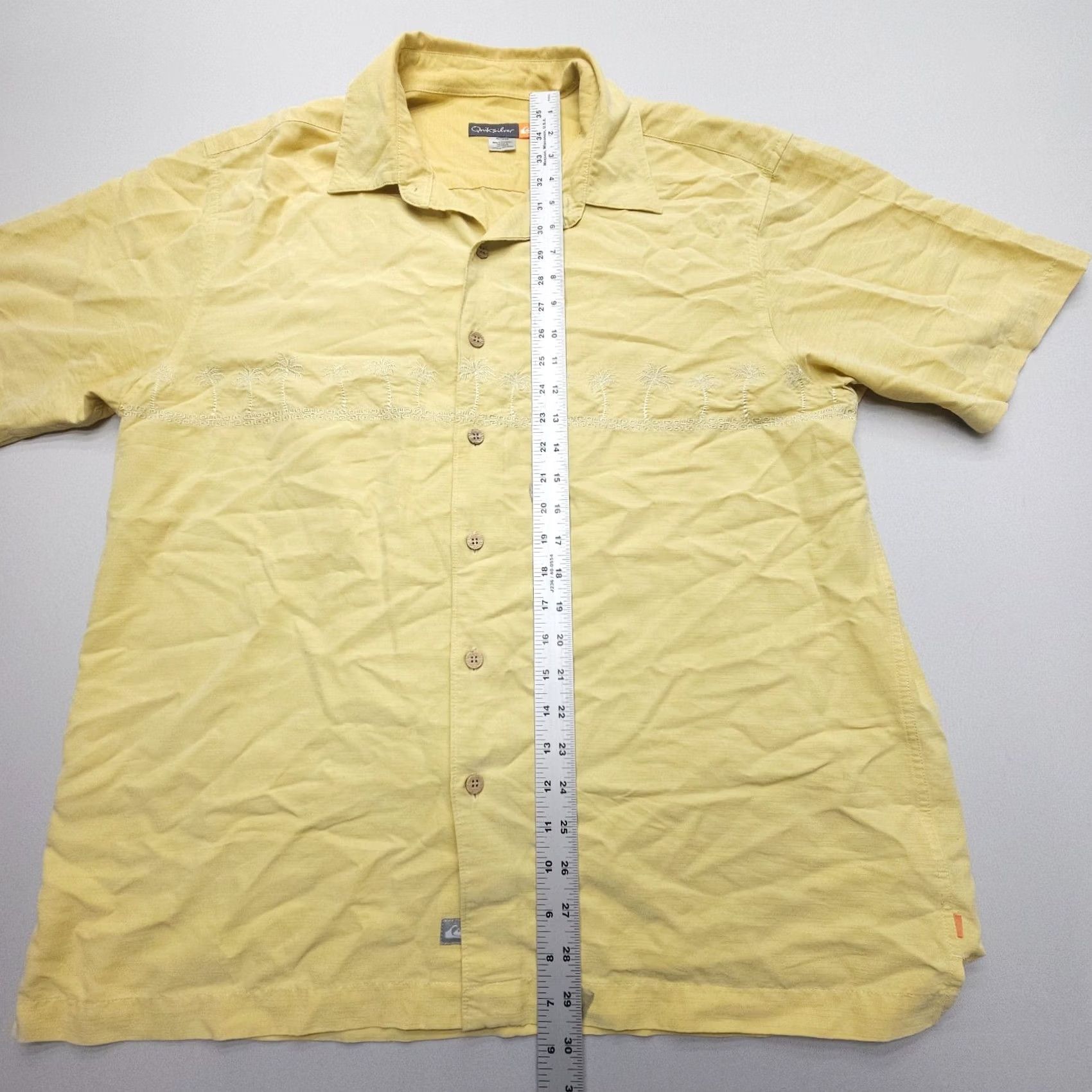 Quiksilver Quiksilver Hawaiian Shirt Mens XL Yellow Tropical Palms Print Surf Skate Coastal Shirt Size US XL / EU 56 / 4 - 6 Thumbnail