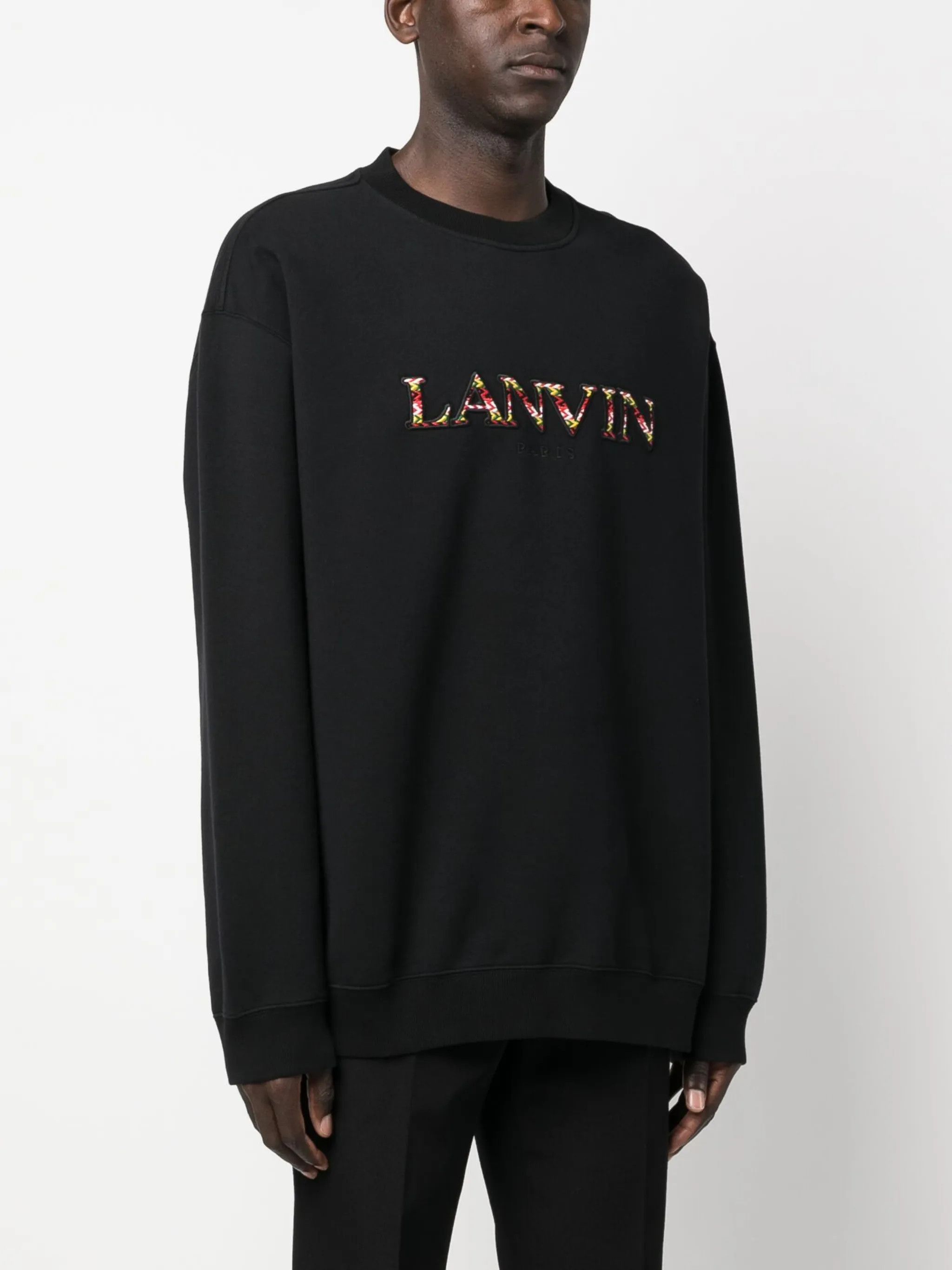 Lanvin o1y0225 Logo Embroidered Sweatshirt in Black Size US S / EU 44-46 / 1 - 2 Thumbnail