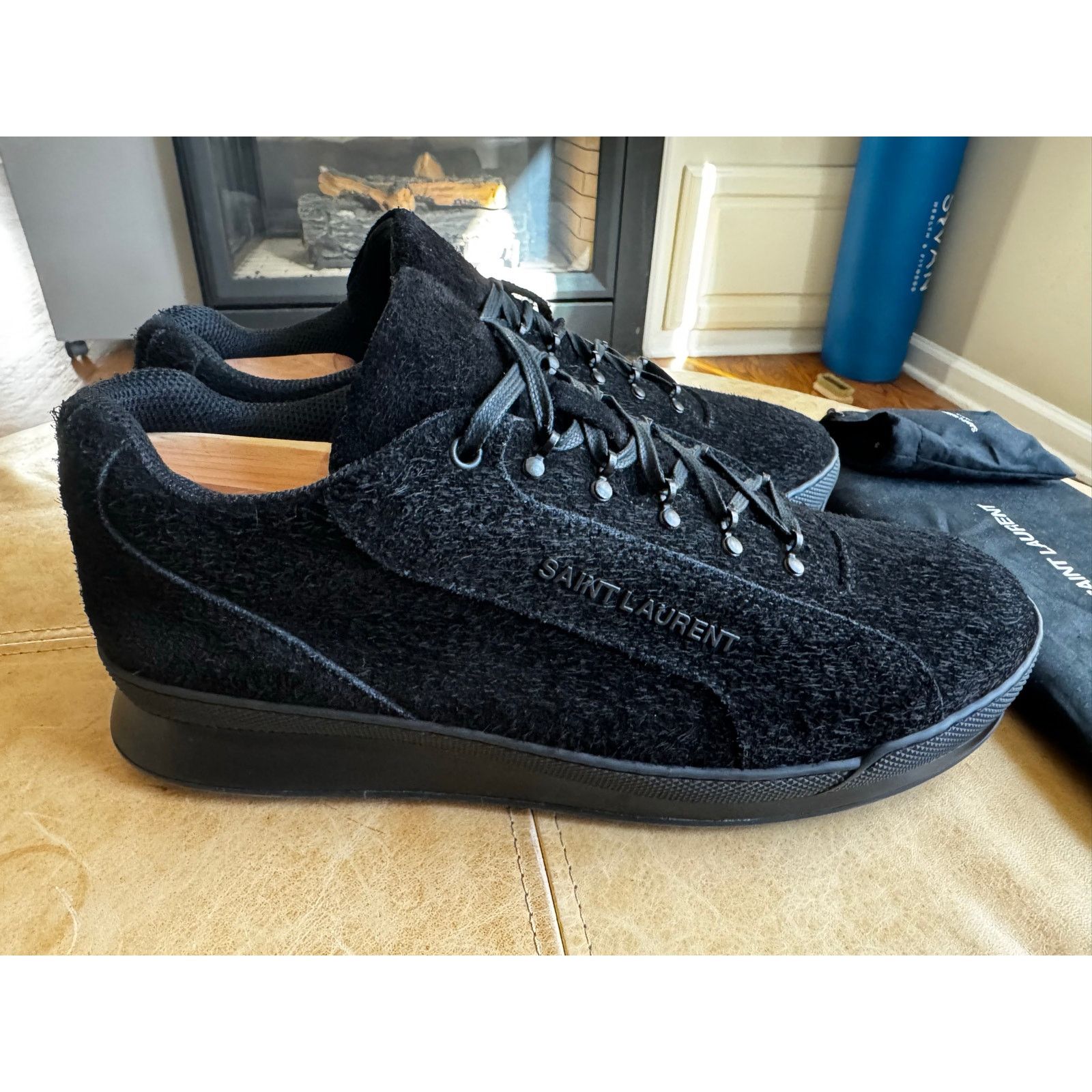 Saint Laurent Paris $795 Saint Laurent Men's Black Suede Sneaker With Logo US 12 Size US 12 / EU 45 - 4 Thumbnail