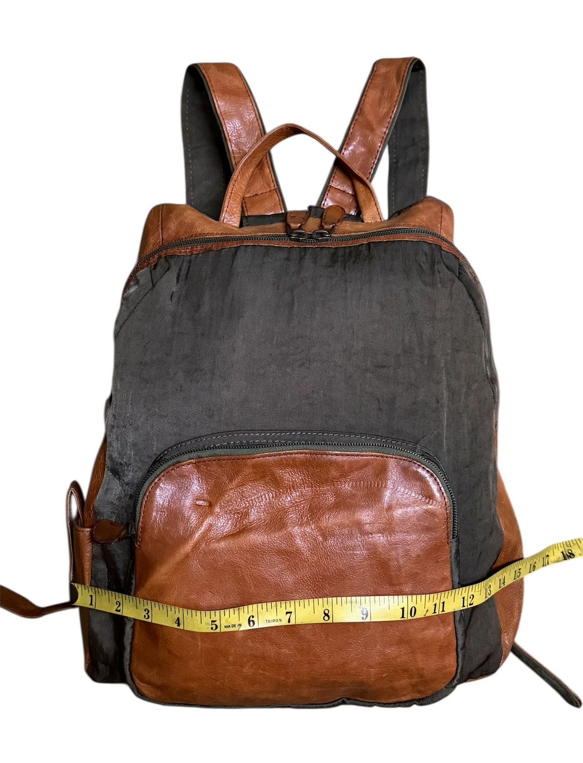 Japanese Brand L ' ALTOPIANO Canvas Leather Bagpack Green Size ONE SIZE - 4 Thumbnail