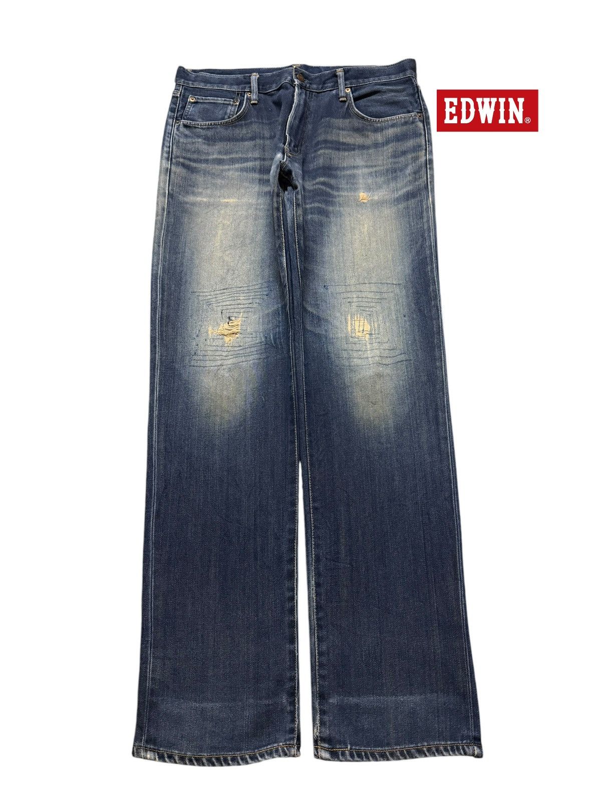 Edwin Vintage 90s Japan Edwin 504 Faded Wash Distress Straight Leg Size US 36 / EU 52 - 1 Thumbnail
