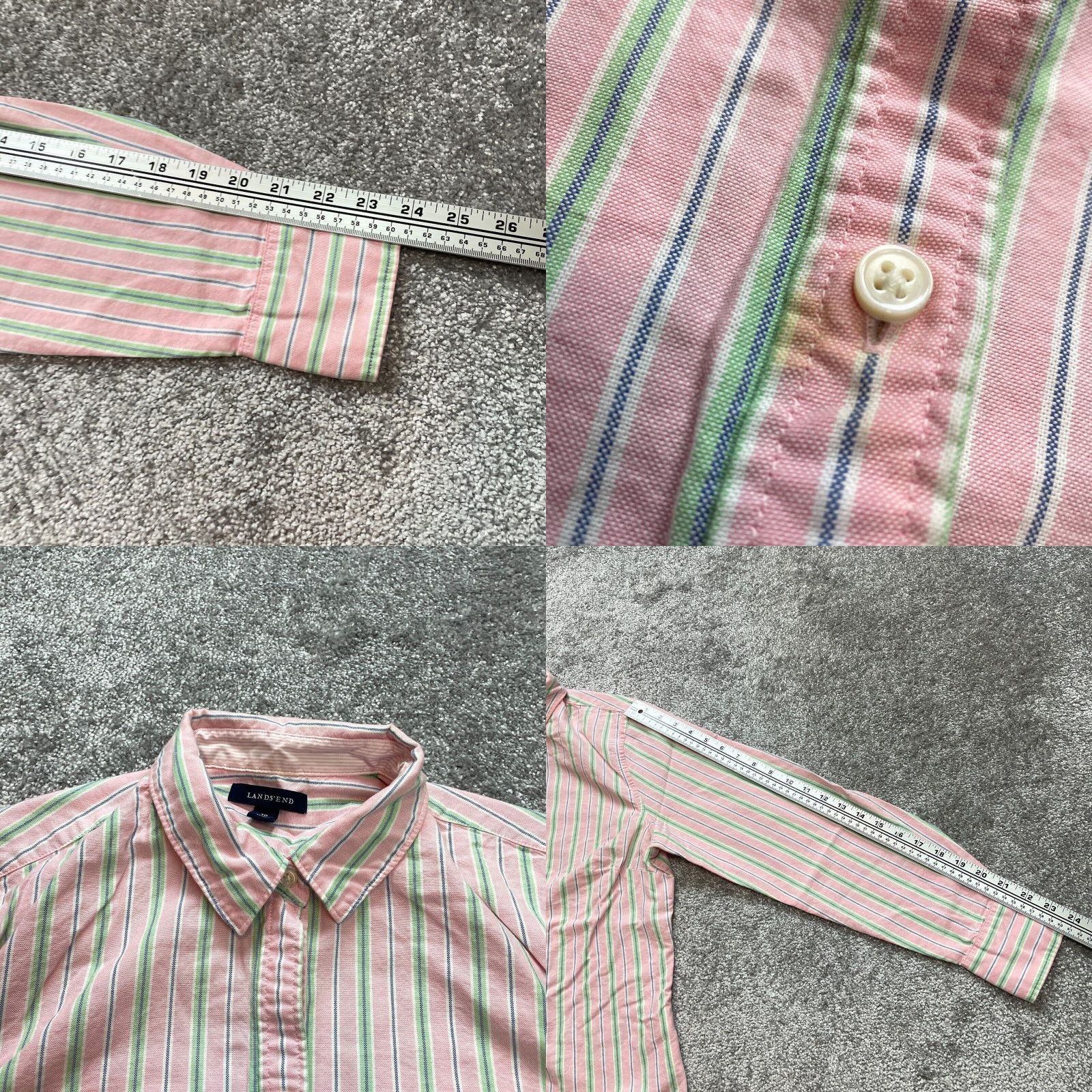 Lands' End Lands' End Shirt Adult 10 Pink Striped Collared Long Sleeve Button-Up Size L / US 10 / IT 46 - 8 Thumbnail