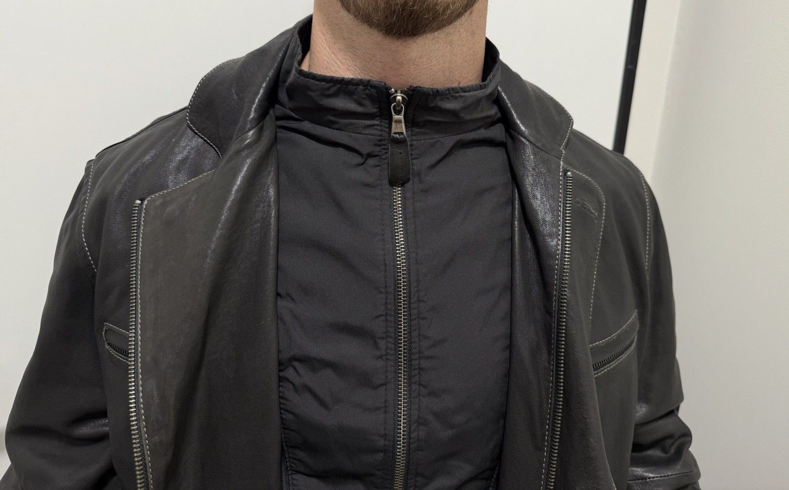 Guy Laroche Vintage Guy Laroche Homme Mens Leather Jacket Hybrid Coat Size US L / EU 52-54 / 3 - 16 Thumbnail