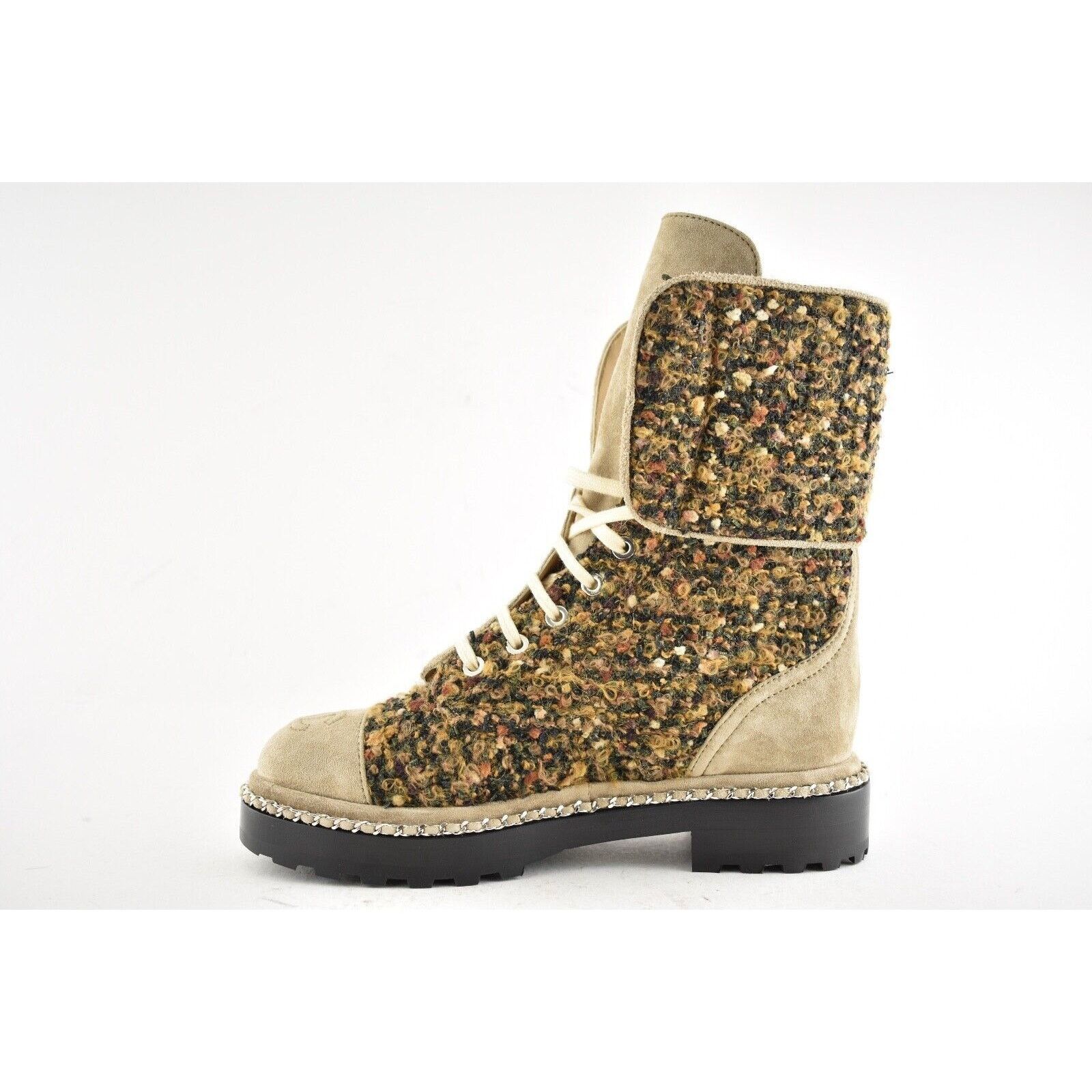 Chanel Chanel 18K Citizen Brown Beige Green Tweed CC Chain Pearl Size US 4.5 / IT 34.5 - 9 Thumbnail