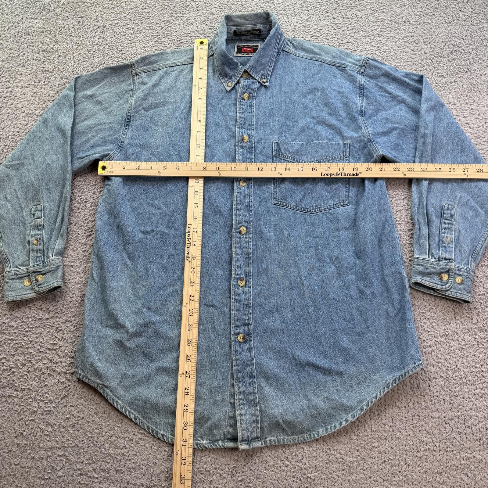 Wrangler Vintage 90s Wrangler Hero Denim Button Up Shirt XL Faded Size US XL / EU 56 / 4 - 4 Thumbnail