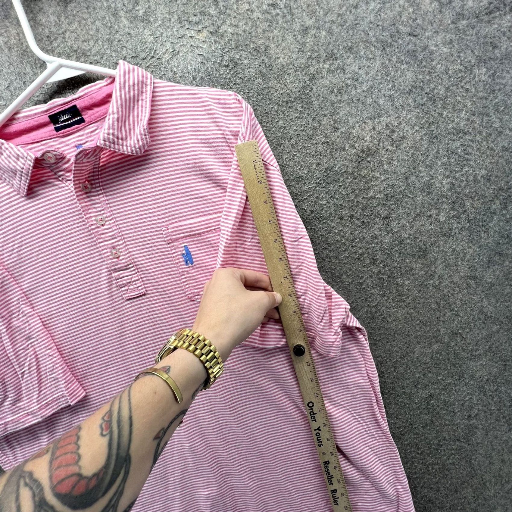 johnnie-O VINTAGE? No. Johnnie-O Polo Shirt Mens XL Pink Stripe Westchester CC Golf Cotton Short Sleeve Size US XL / EU 56 / 4 - 3 Thumbnail
