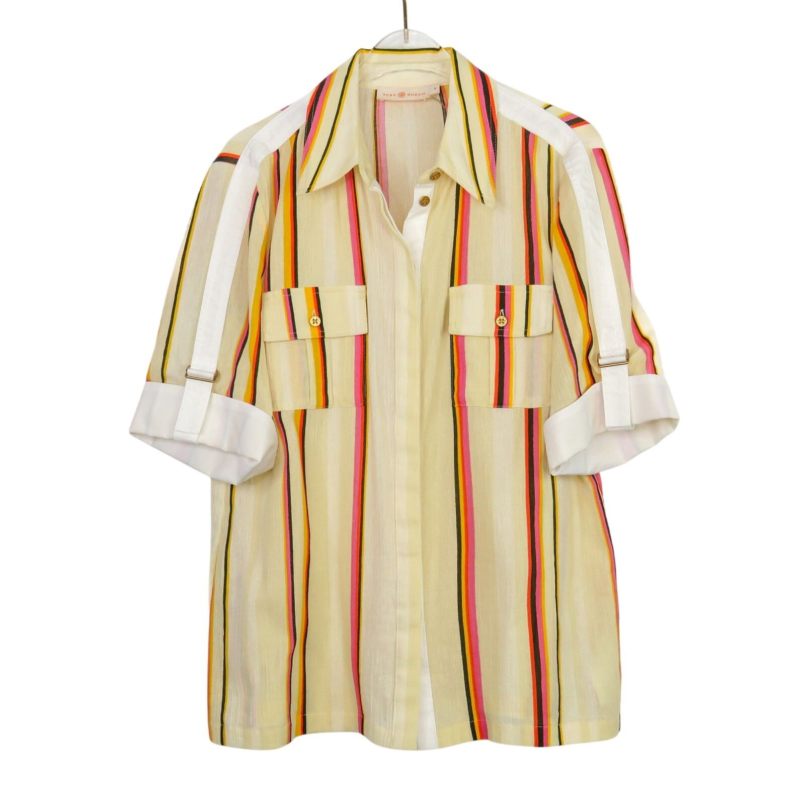 Tory Burch Tory Burch Canyon Striped Cotton Shirt Size 6 Collared Size S / US 4 / IT 40 - 12 Thumbnail