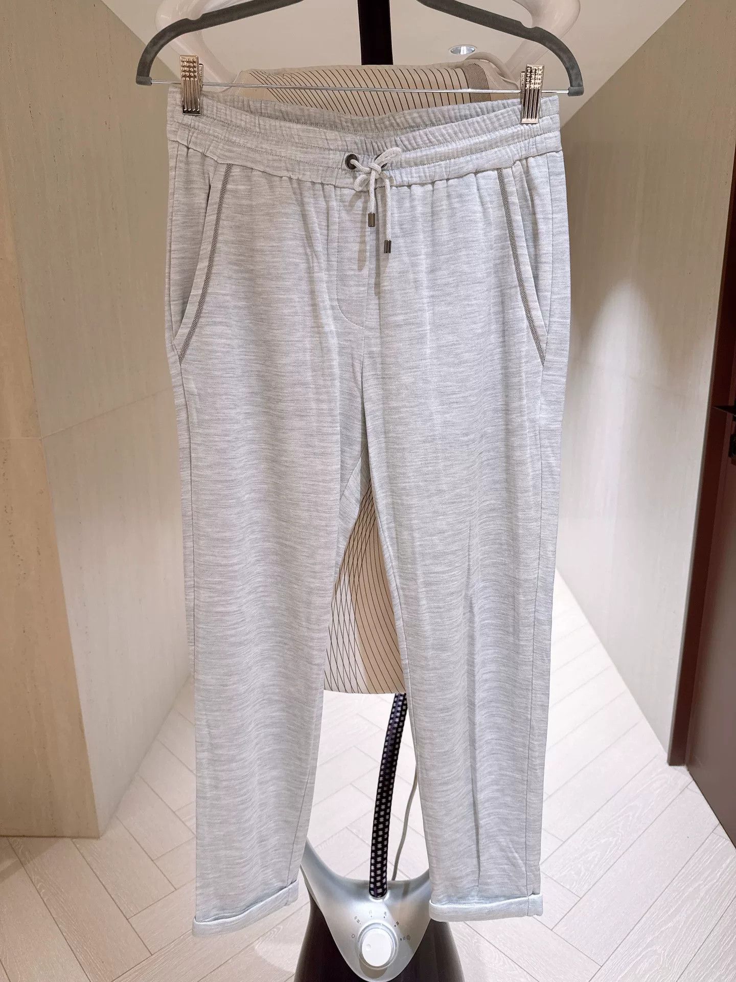 Brunello Cucinelli Brunello Cucinelli Light Gray Track Pants Size US 32 / EU 48 - 1 Thumbnail