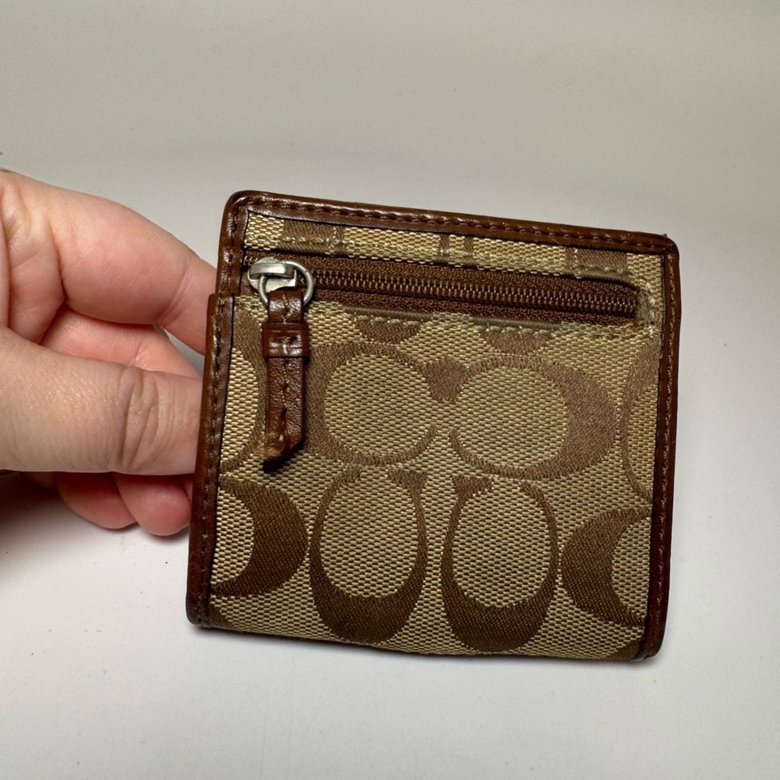 Coach Coach Compact Wallet Monogram Fabric & Leather Wallet Size ONE SIZE - 2 Thumbnail