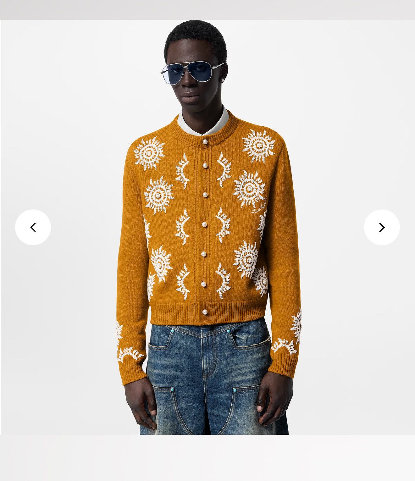 Louis Vuitton Louis Vuitton FW24 Yellow Cardigan with Pearls Sz.L Size US L / EU 52-54 / 3 - 4 Thumbnail