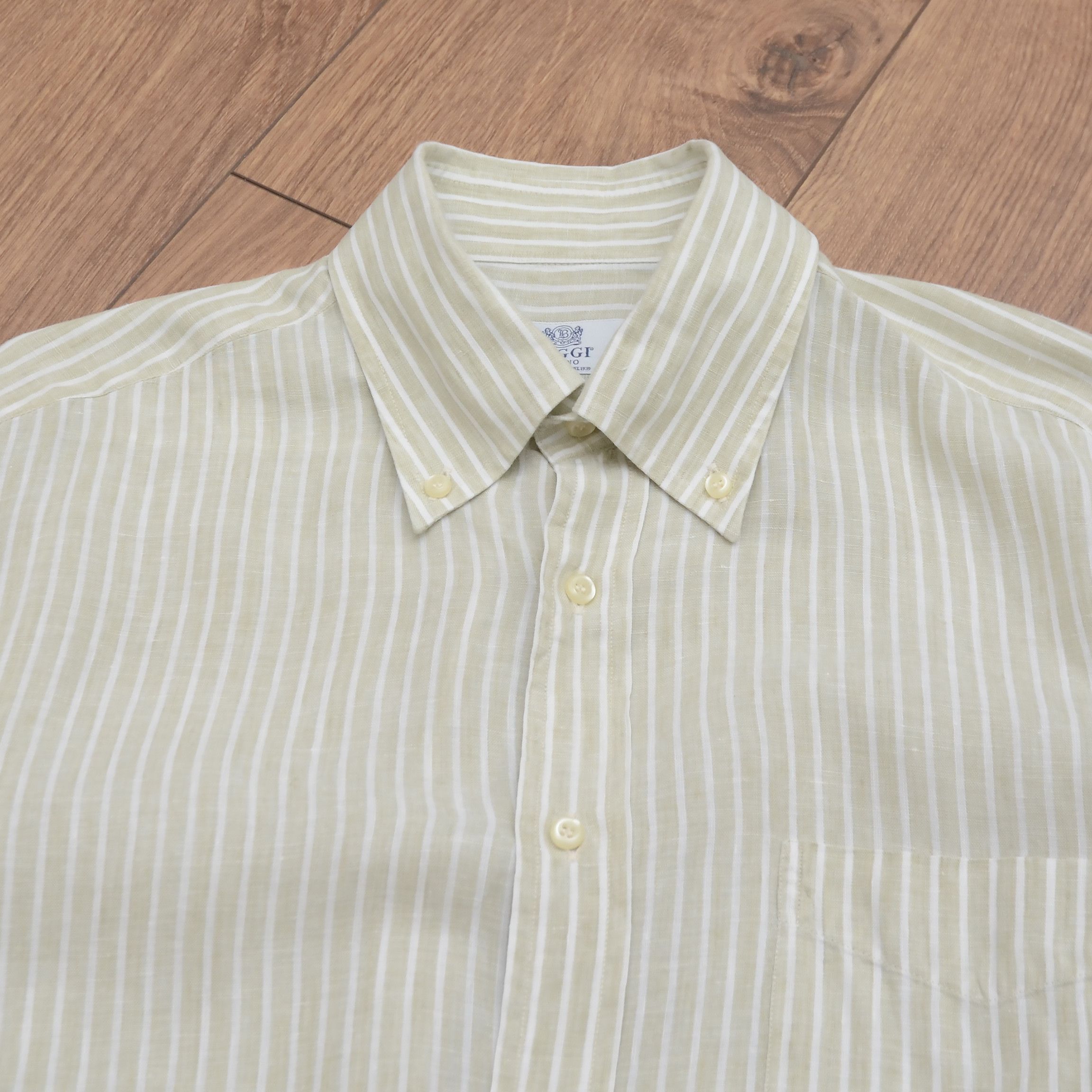 Boggi Boggi Milano 100% Pure Linen Shirt Striped Size US L / EU 52-54 / 3 - 7 Thumbnail
