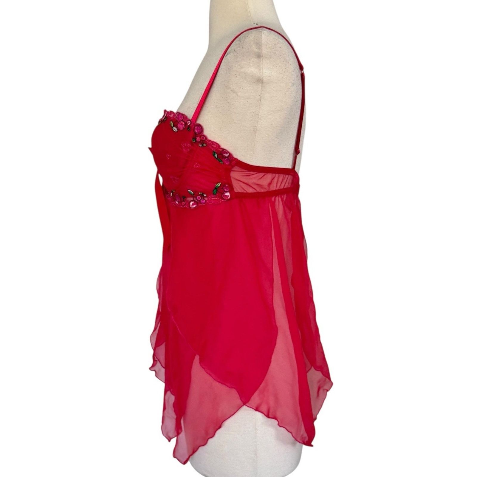 Victoria's Secret Vintage Y2K VICTORIA’S SECRET Cherry Embroidered Cami 34B Size ONE SIZE - 8 Thumbnail