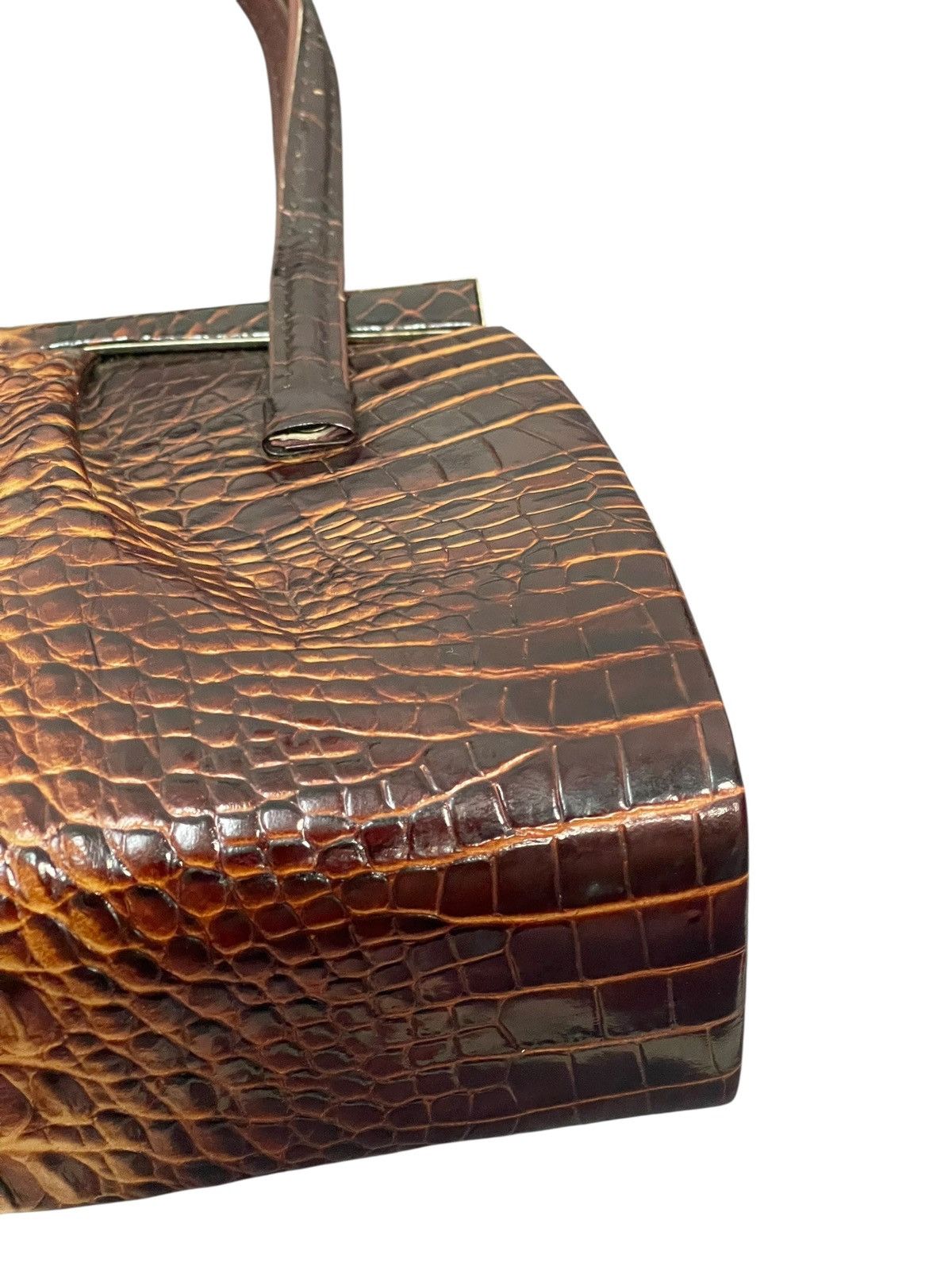 Genuine Leather Crocodile Skin Leather Vtg 60s Kawano Japan Hand Bag 8🟩 Size ONE SIZE - 9 Thumbnail