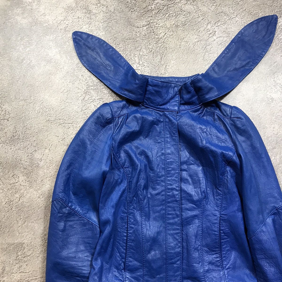 Genuine Leather Vintage Y2K Blue Bunny Ears Jacket Streetwear Grunge Baggy S Size S / US 4 / IT 40 - 2 Thumbnail