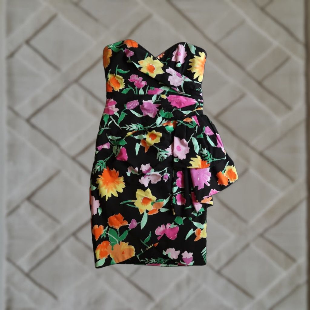 VINTAGE Victor Costa Dress Women's Medium Floral Party Cocktail