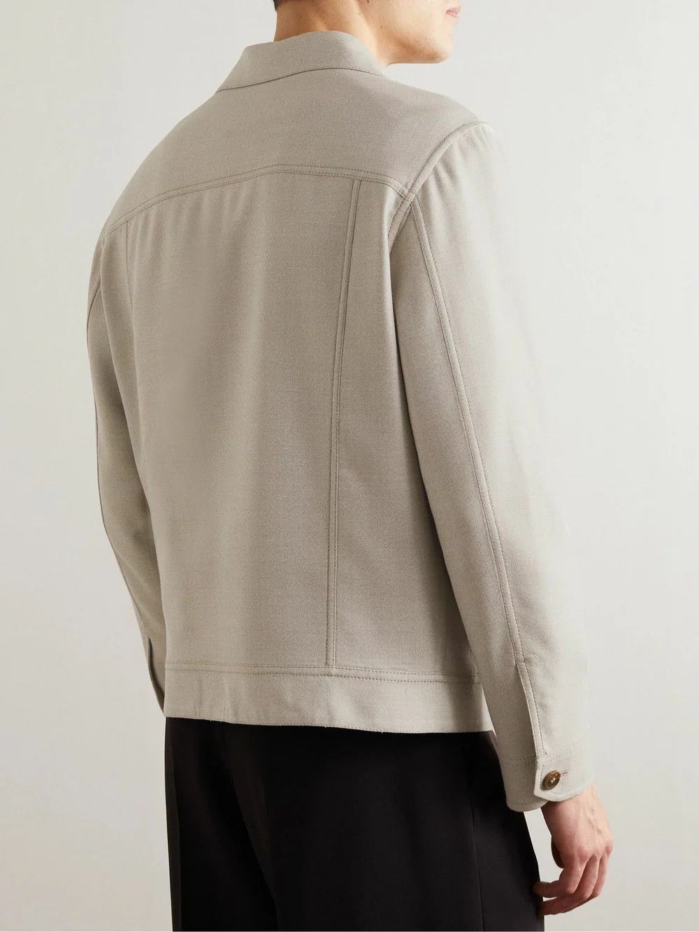 Brioni BRIONI Gray Virgin Wool Trucker Jacket "Neutrals" Size US XL / EU 56 / 4 - 4 Thumbnail