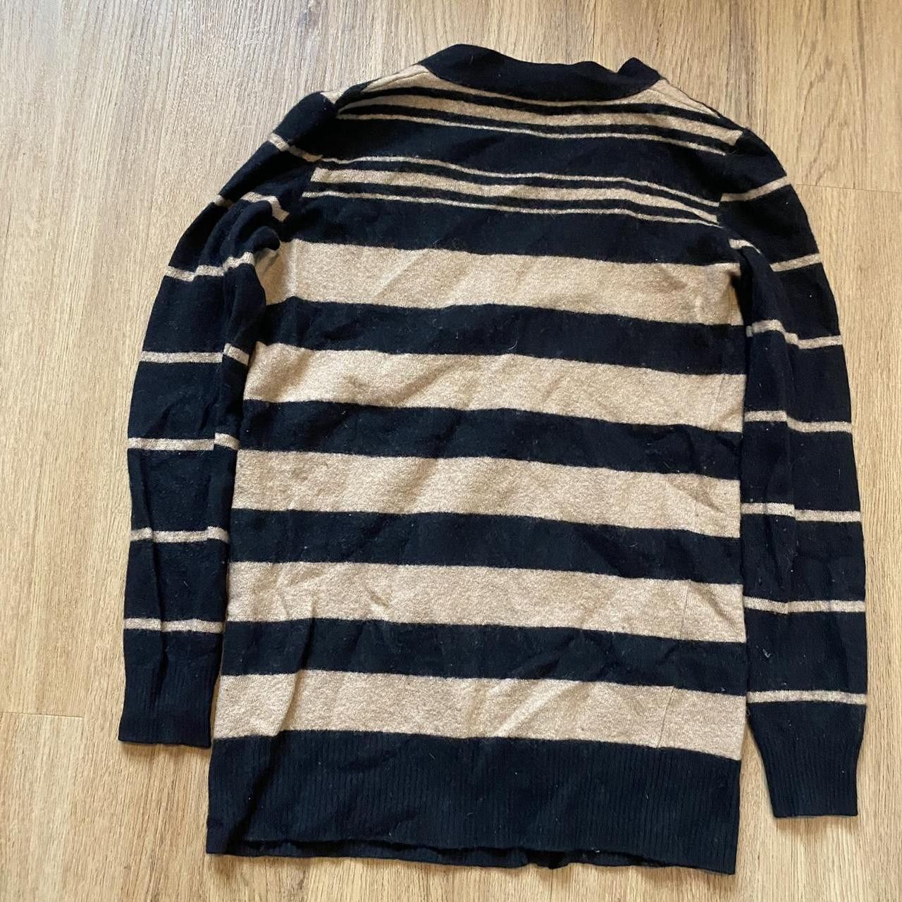 Love Machine Wool Tan and black striped cardigan #stripedcardigan Size US S / EU 44-46 / 1 - 3 Thumbnail