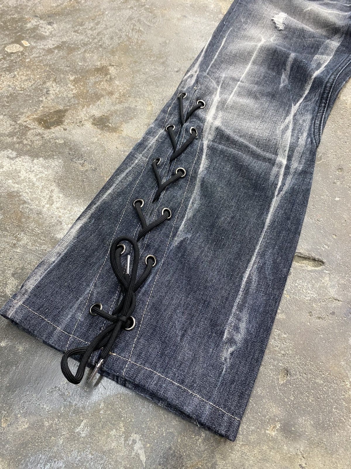 Japanese Brand Black baccara side laced jeans wash Size US 29 - 8 Thumbnail