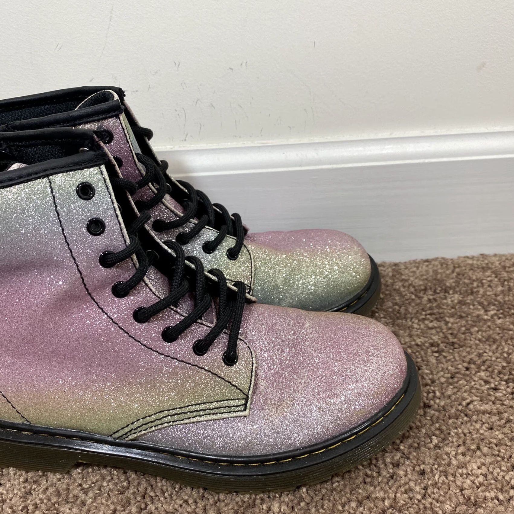 Dr. Martens VINTAGE Dr. Martens Boots Rainbow Glitter Zipper J Womens US 5 Style 1460J JY004 Size US 5.5 / IT 35.5 - 3 Thumbnail
