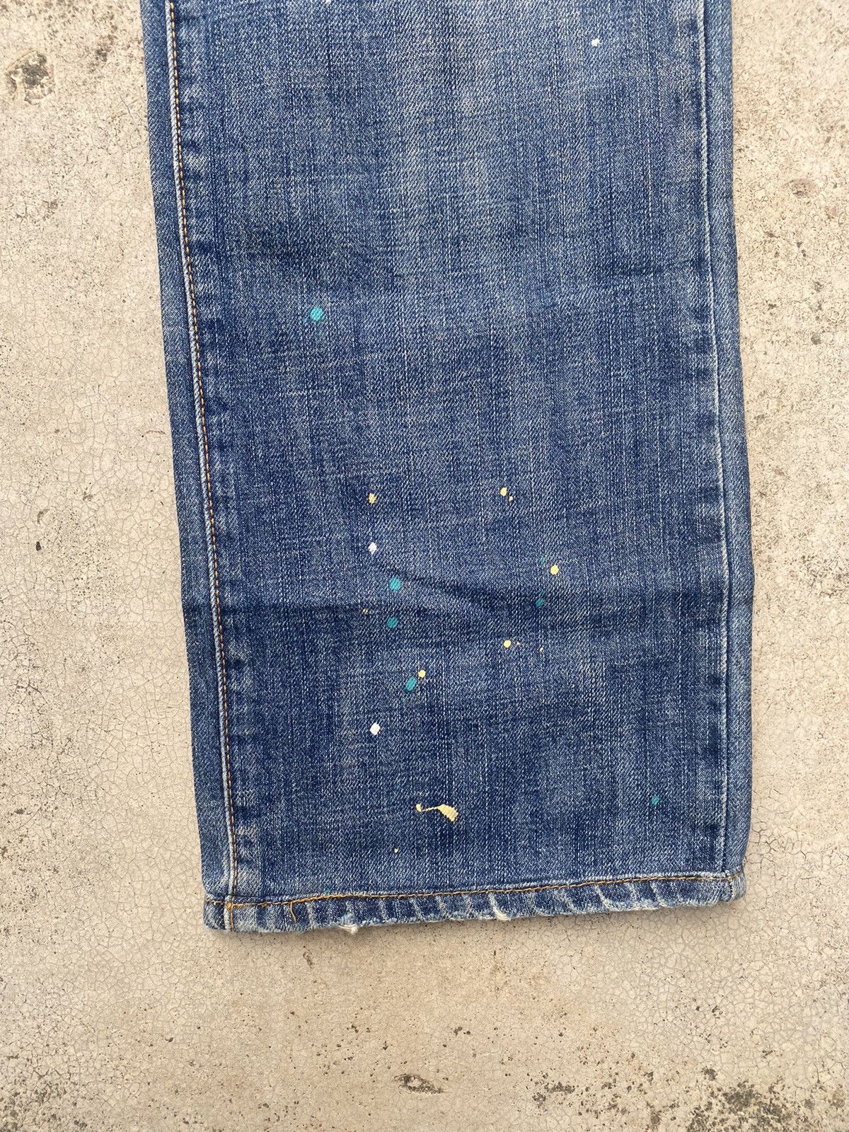 Armani × Armani Exchange × Le Grande Bleu (L.G.B.) Armani Jeans Painted Faded Loose Denim Jeans Size US 33 - 11 Thumbnail