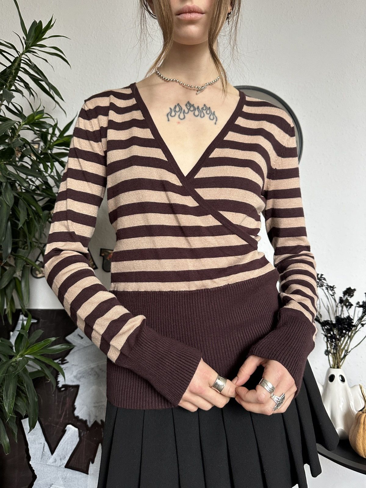 Japanese Brand × Seditionaries Striped Waist Stitch Wrapped Office Siren Pullover Sweater Size S / US 4 / IT 40 - 2 Thumbnail