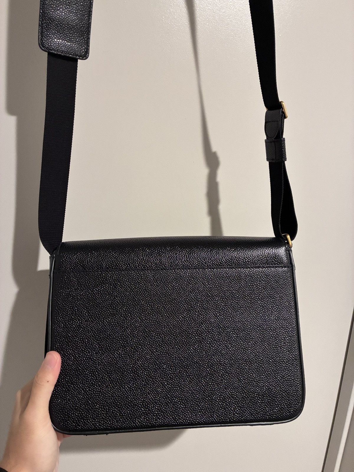 Thom Browne Pebble Grain Reporter Bag Size ONE SIZE - 4 Thumbnail