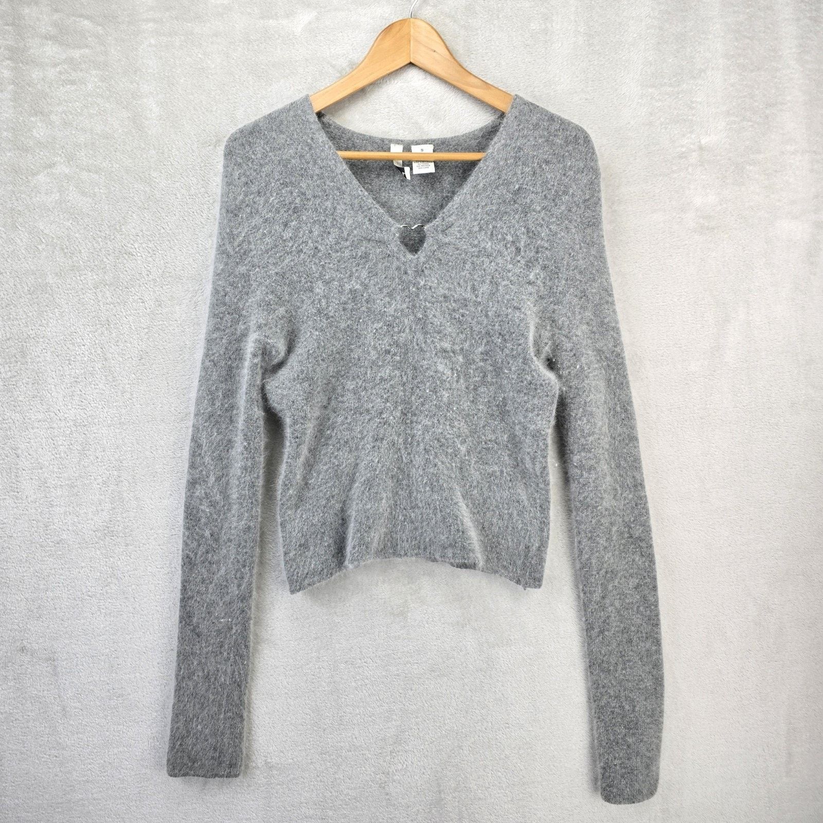 Other Twiggy Womens Too Small Gray Angora Rabbit Hair Wool Sweater Size S / US 4 / IT 40 - 1 Thumbnail