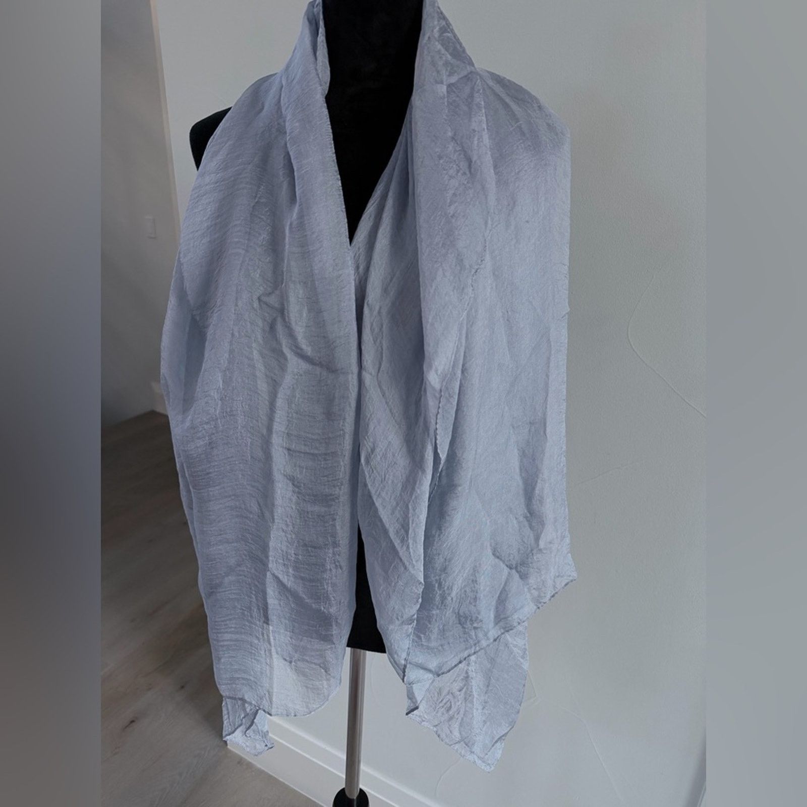 Other Light Blue Gray Sheer Y2K Boho Vintage Scarf 55*55 Size ONE SIZE - 2 Thumbnail