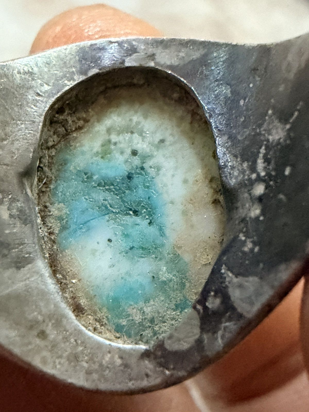 Other Sterling Silver 925 Turquoise Ring Sz 9 Chunky Wide Band Size ONE SIZE - 11 Thumbnail