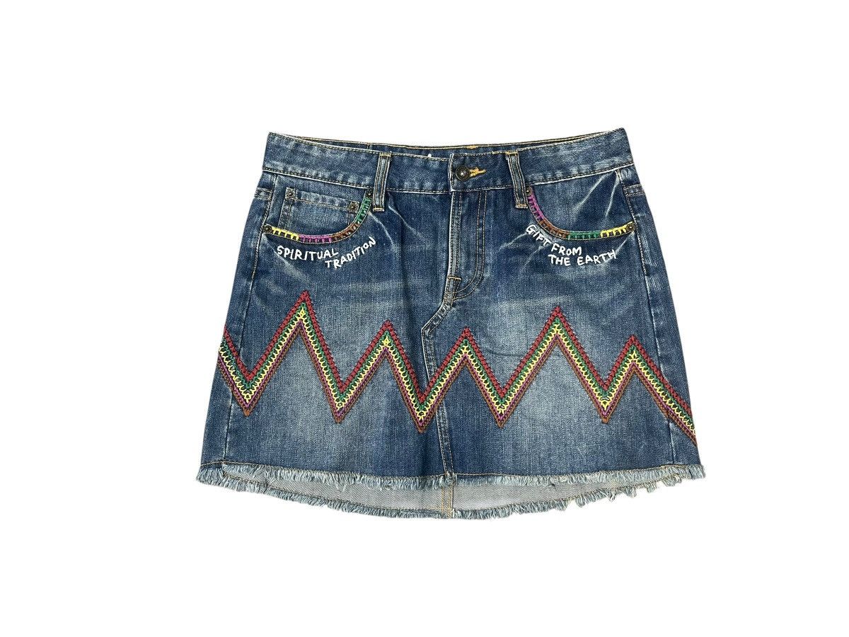 Vintage Rough Natural Charm Aztec Pattern Mini Skirt