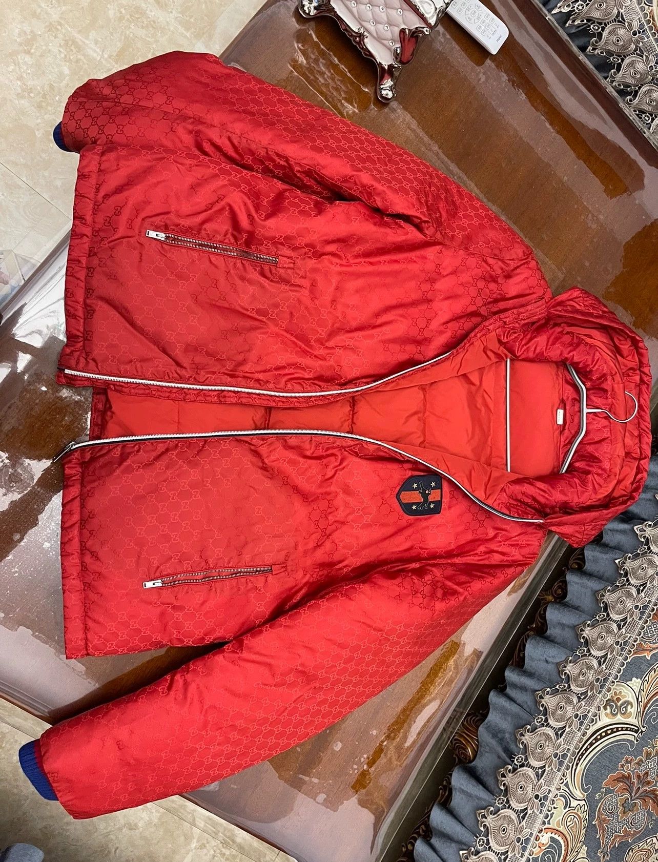 Gucci Gucci Red Full Logo Goose Down Puffer Jacket 56 Warm Size US XL / EU 56 / 4 - 3 Thumbnail