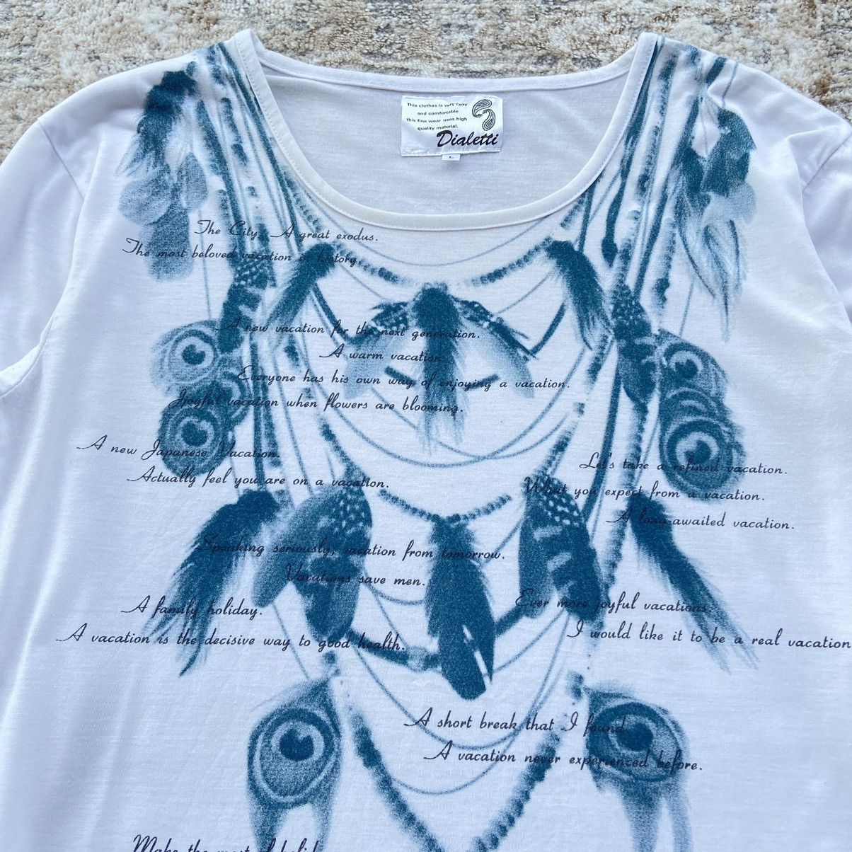 Japanese Brand × Le Grande Bleu (L.G.B.) Japanese Dialetti Feather Necklace Poem Longsleeve Size US L / EU 52-54 / 3 - 2 Thumbnail
