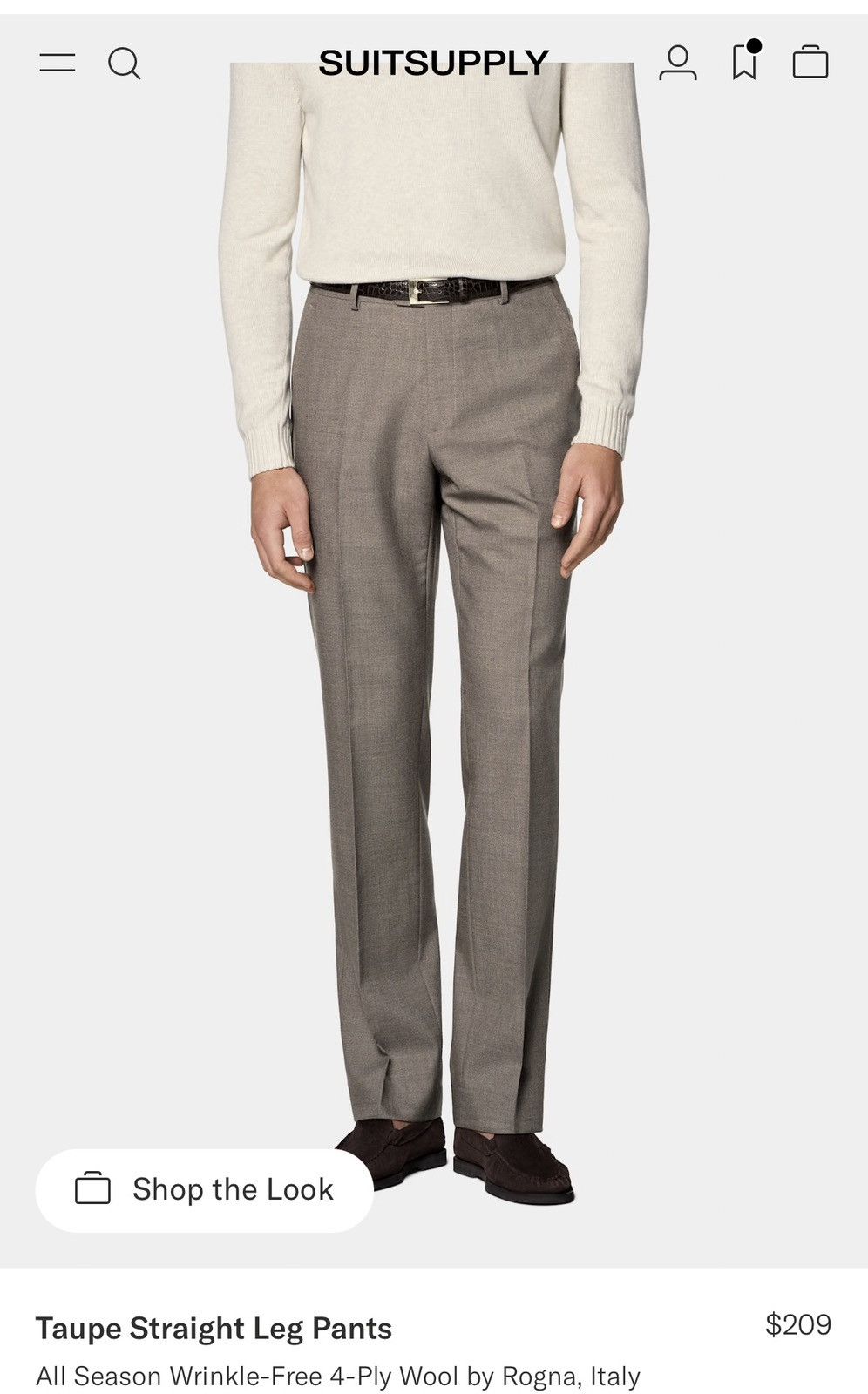 Suitsupply SuitSupply Taupe Straight Leg Tailored Pants Size 34R - 2 Thumbnail