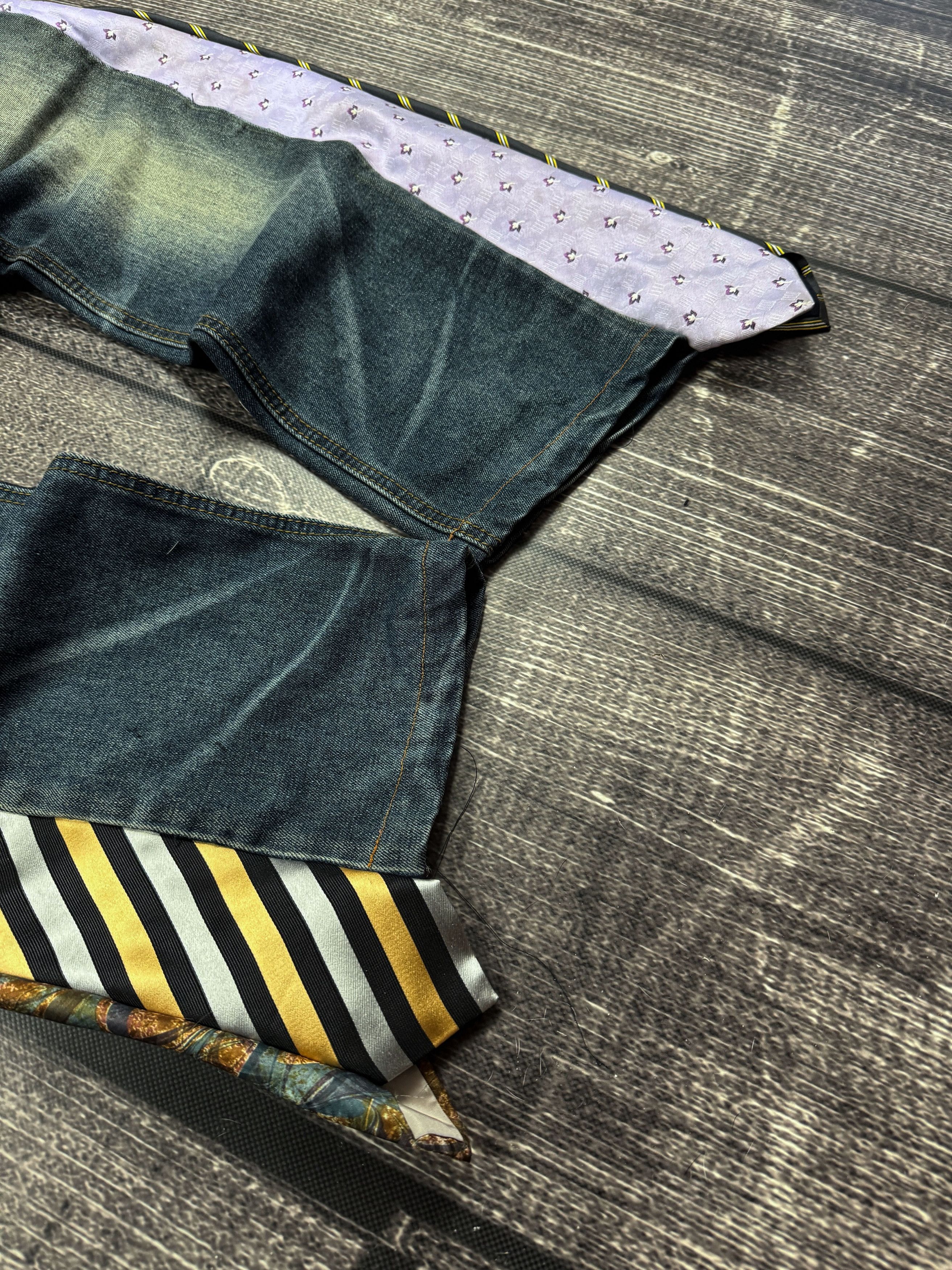Vintage Custom Tie Panel Flared Jeans Dark Wash Reworked Avant Garde Size US 32 / EU 48 - 6 Thumbnail